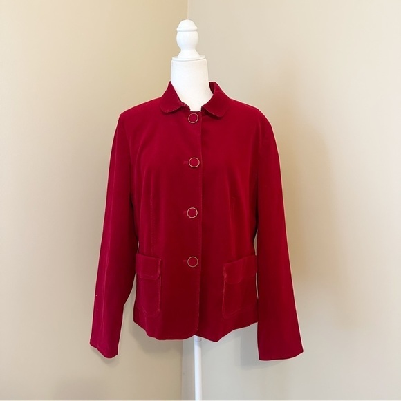 Talbots Corduroy Button Front Round Neck Red Jacket - 16 - Picture 14 of 14
